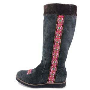 Inca Gray Leather Zip Tall Boots 8